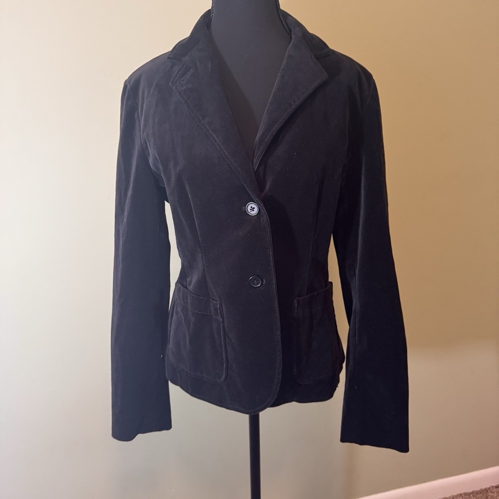 Vintage y2k Jacket Women Black Velvet Purple Lined goth whimsigoth Size 8 Medium